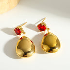 Geometric Earrings With Glass Inlay And Gold Plated Finish - TIRAAYA