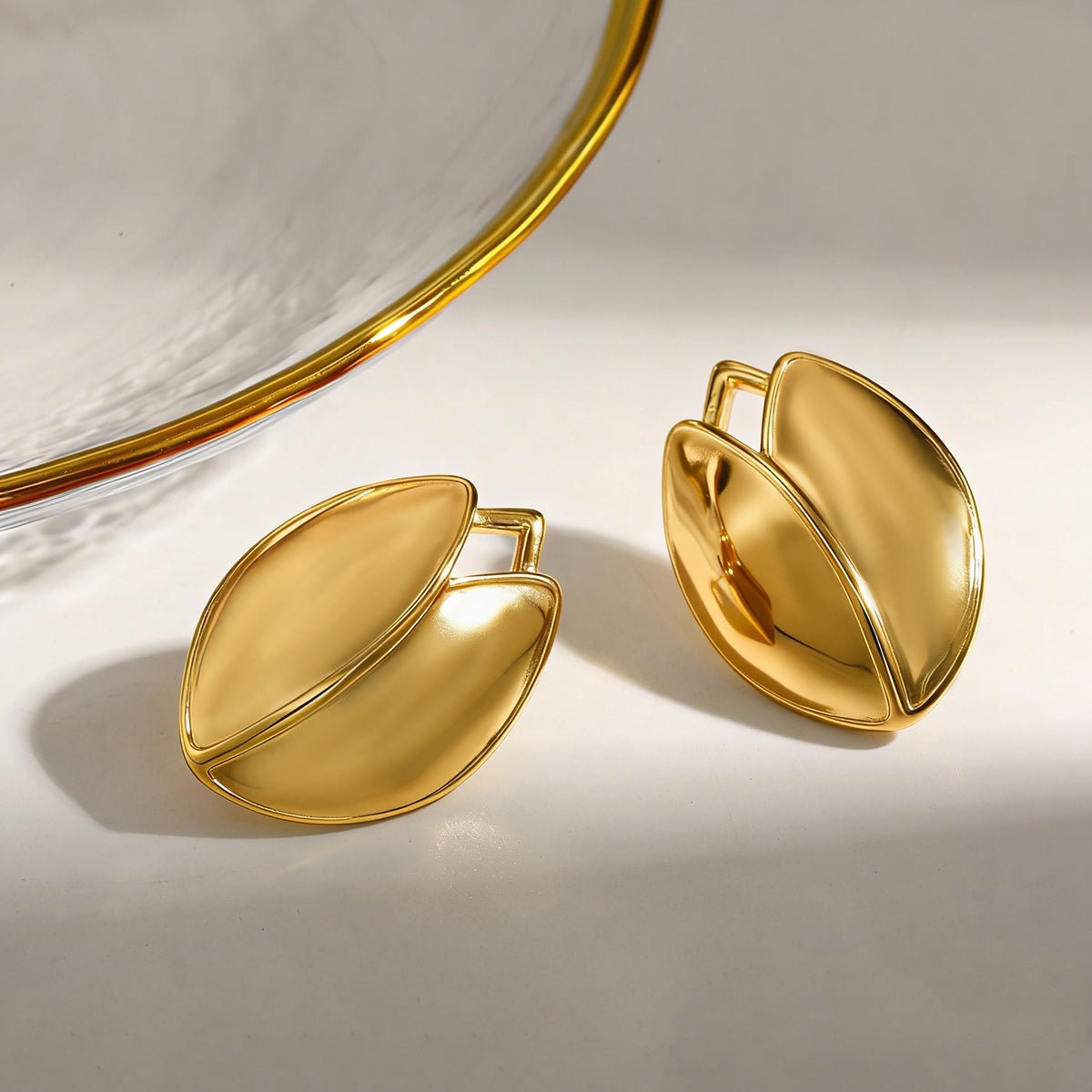 Elegant Floral Gold Plated Stainless Steel Stud Earrings - TIRAAYA