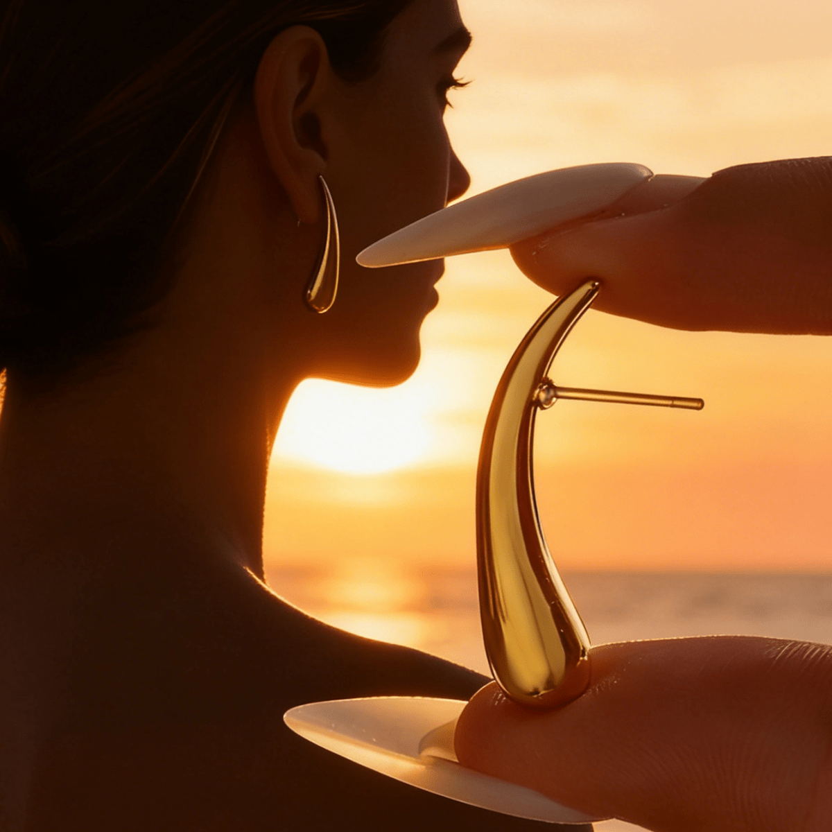 Elegant Water Droplet Gold Plated Stainless Steel Earrings - TIRAAYA