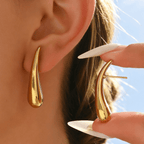 Elegant Water Droplet Gold Plated Stainless Steel Earrings - TIRAAYA