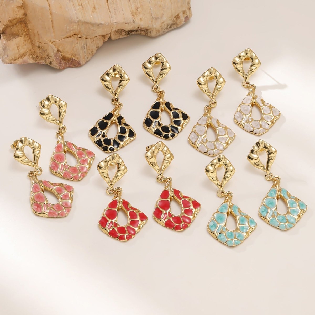 Elegant Geometric Stud Earrings in Stainless Steel With Gold Plated Finish - TIRAAYA