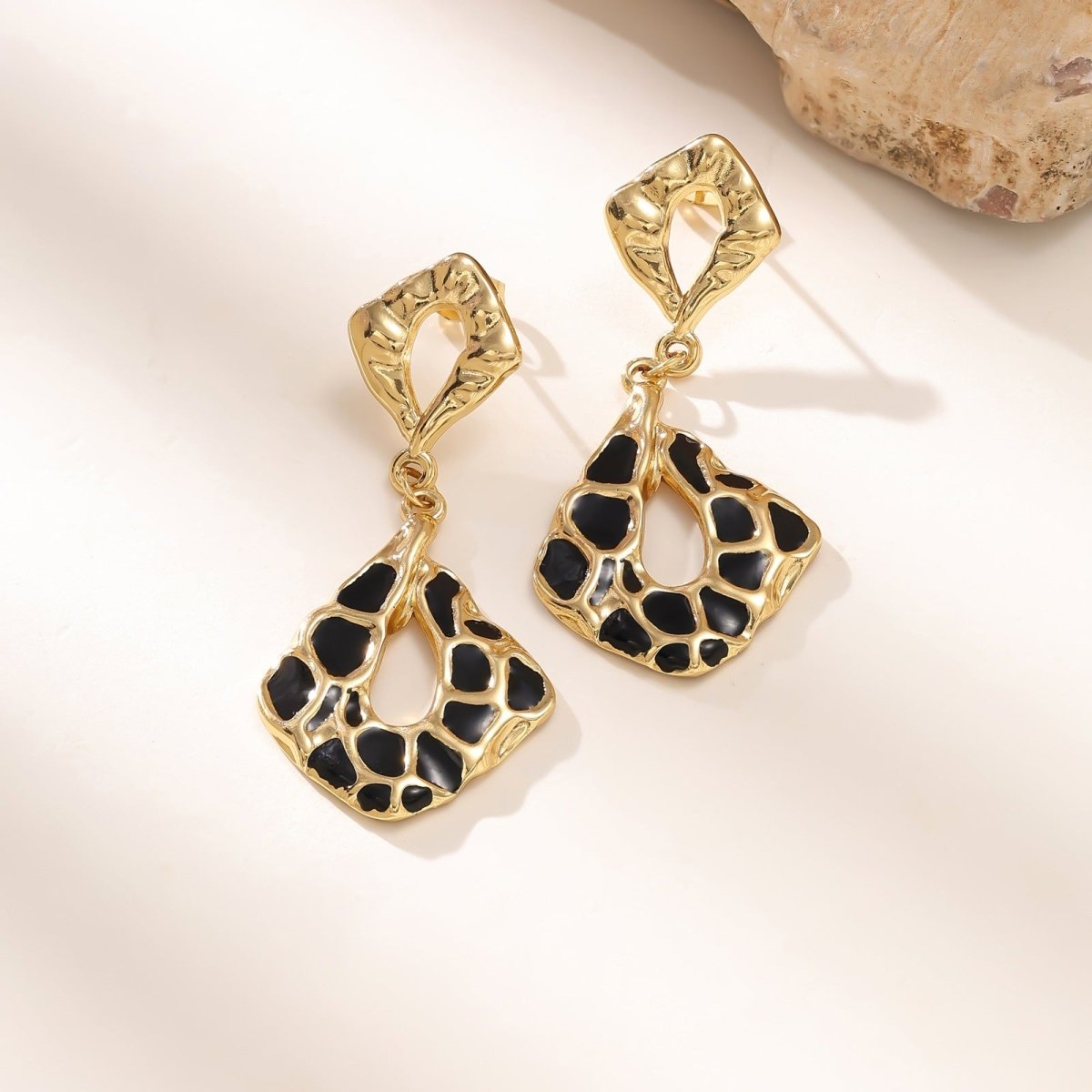 Elegant Geometric Stud Earrings in Stainless Steel With Gold Plated Finish - TIRAAYA