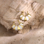 Modern Sector Enamel Gold Plated Stainless Steel Earrings - TIRAAYA