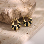 Modern Sector Enamel Gold Plated Stainless Steel Earrings - TIRAAYA