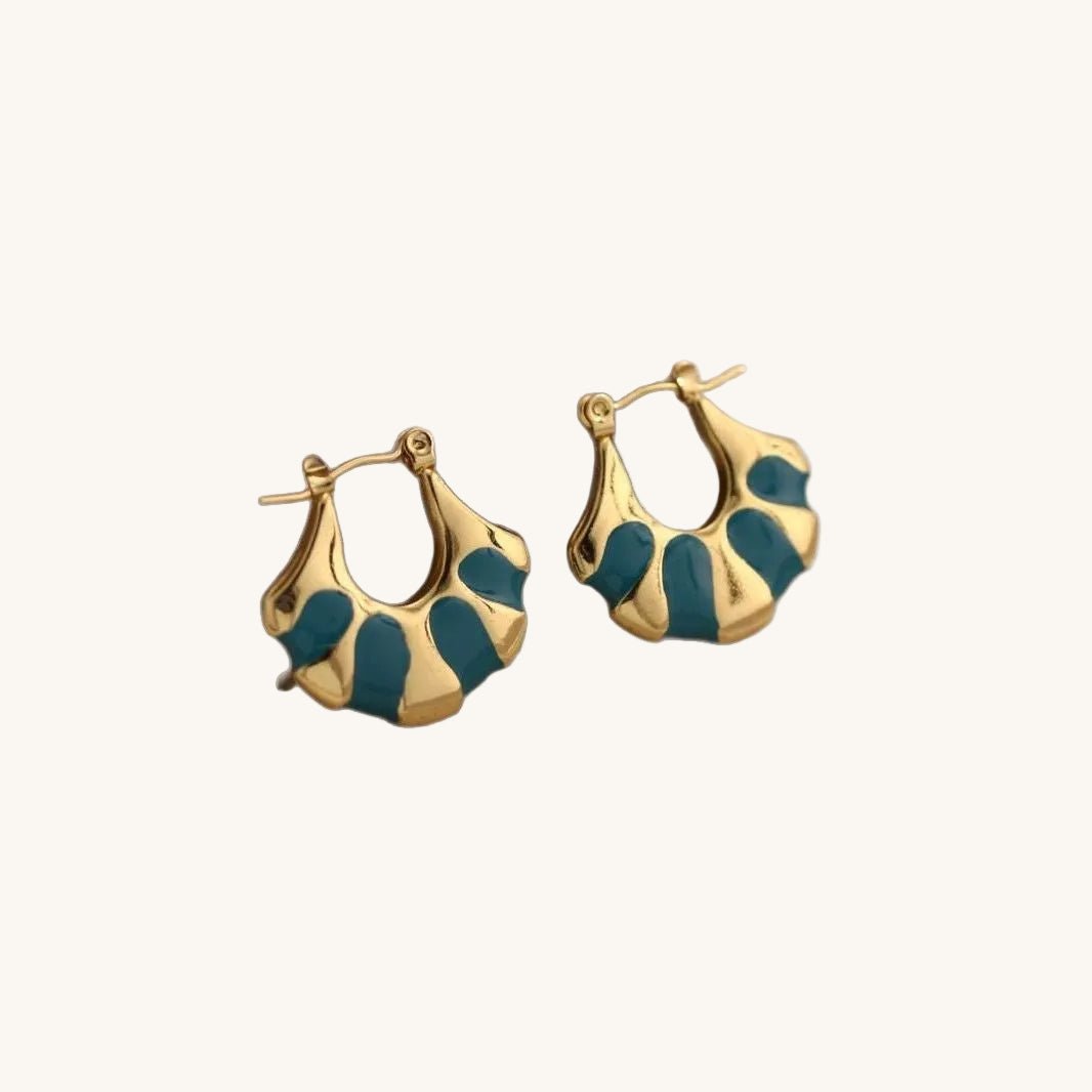 Modern Sector Enamel Gold Plated Stainless Steel Earrings - TIRAAYA