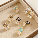 Retro Floral Zircon Stud Earrings In Stainless Steel For Women - TIRAAYA