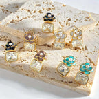 Retro Floral Zircon Stud Earrings In Stainless Steel For Women - TIRAAYA