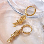 Elegant Fish Earrings In Stainless Steel With 18K Gold Plated Finish - TIRAAYA