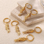 Elegant Fish Earrings In Stainless Steel With 18K Gold Plated Finish - TIRAAYA