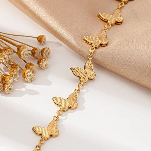 Elegant Butterfly Gold Plated Stainless Steel Necklace - TIRAAYA