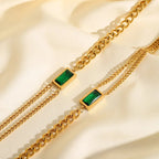 Elegant Rectangle Necklace With Zircon And Gold Plated Finish - TIRAAYA
