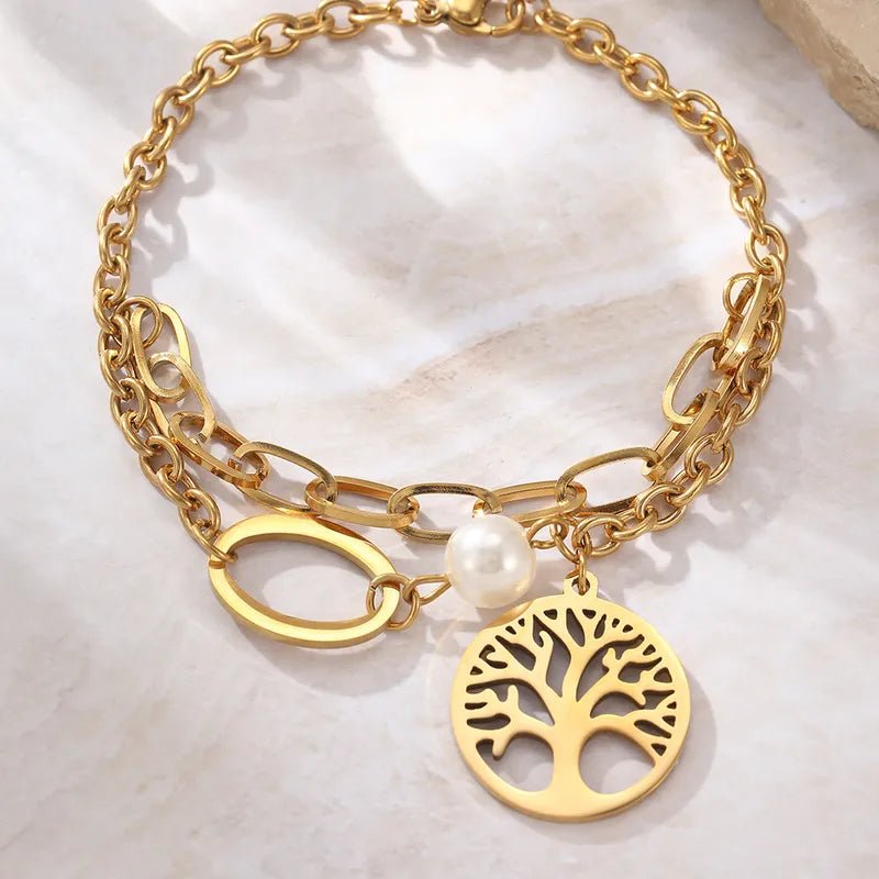 Modern Classic Style Life Tree Stainless Steel Bracelet For Women - TIRAAYA