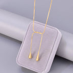 Vintage Water Droplet Gold Plated Stainless Steel Pendant Necklace - TIRAAYA