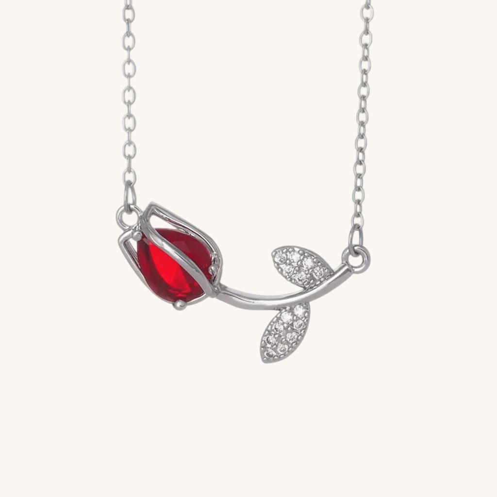 Charming Tulip Zircon Gold Plated Stainless Steel Necklace - TIRAAYA