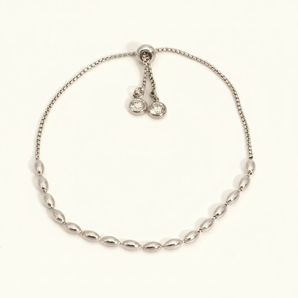 Elegant Round White Gold Plated Stainless Steel Bracelet - TIRAAYA