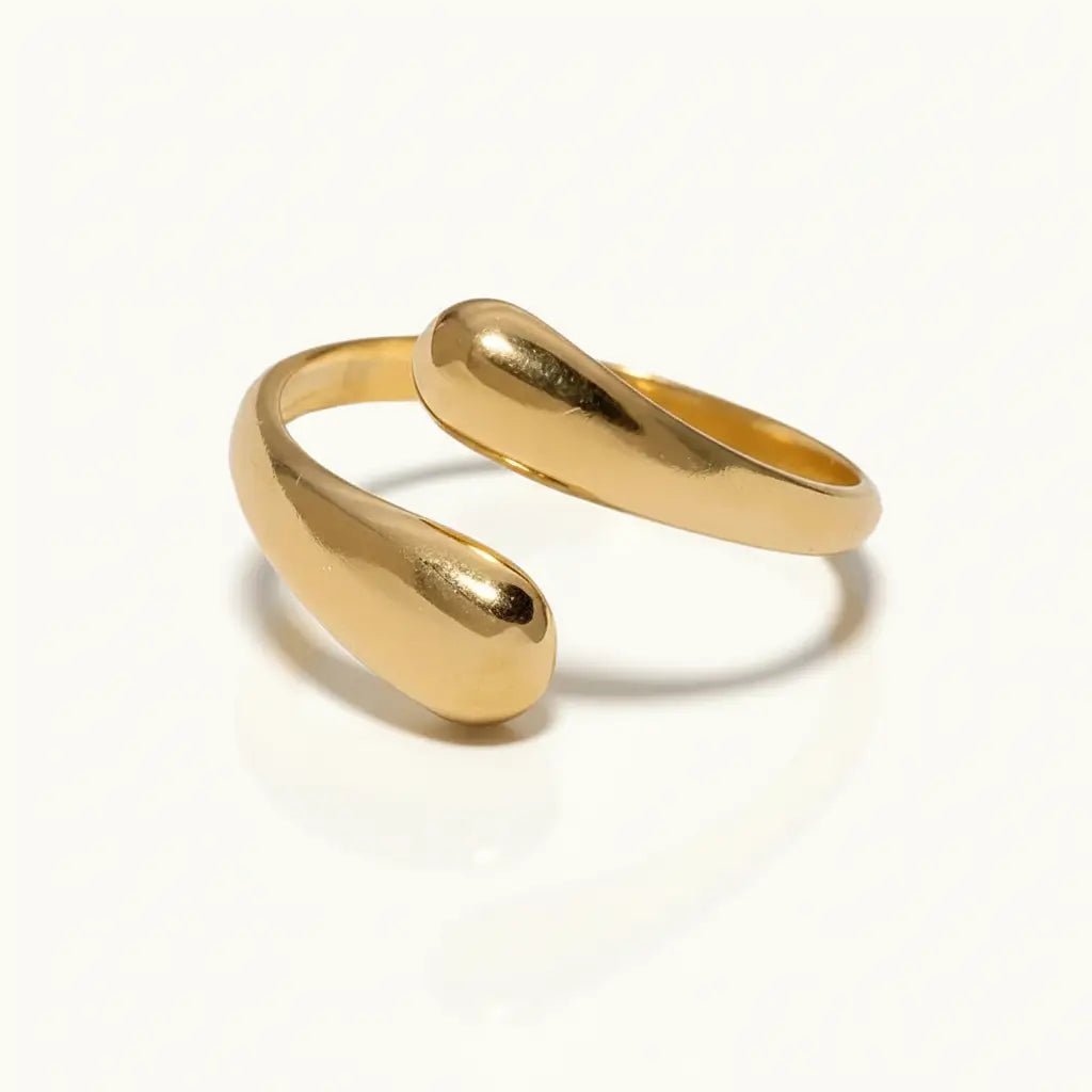 Modern Geometric Open Ring With Real Gold Plated Finish - TIRAAYA