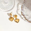 Elegant Heart Shape Gold Plated Stainless Steel Ear Studs - TIRAAYA