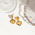 Elegant Heart Shape Gold Plated Stainless Steel Ear Studs - TIRAAYA