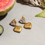 Elegant Heart Shape Gold Plated Stainless Steel Ear Studs - TIRAAYA