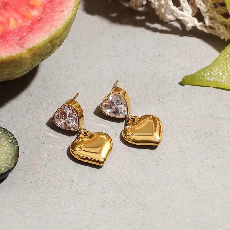 Elegant Heart Shape Gold Plated Stainless Steel Ear Studs - TIRAAYA