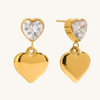 Elegant Heart Shape Gold Plated Stainless Steel Ear Studs - TIRAAYA