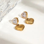 Elegant Heart Shape Gold Plated Stainless Steel Ear Studs - TIRAAYA
