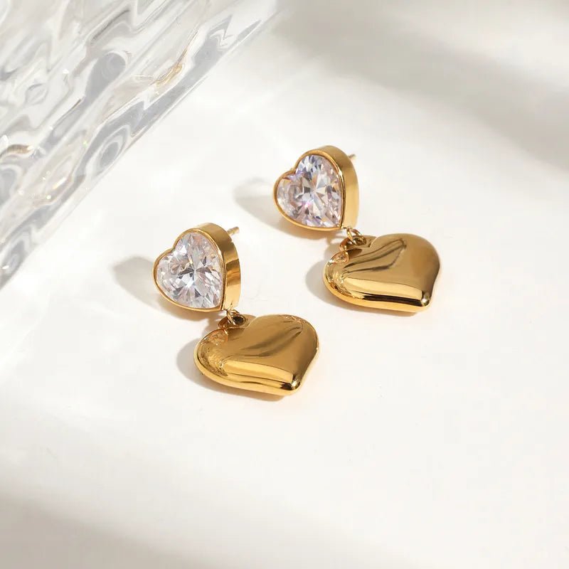 Elegant Heart Shape Gold Plated Stainless Steel Ear Studs - TIRAAYA