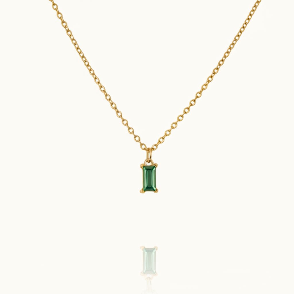 Elegant Green Zircon Stainless Steel Necklace For Women - TIRAAYA