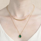 Elegant Heart And Geometric Zircon Necklace With Gold Plated Finish - TIRAAYA