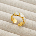 Modern Heart Shape Gold Plated Stainless Steel Open Ring - TIRAAYA