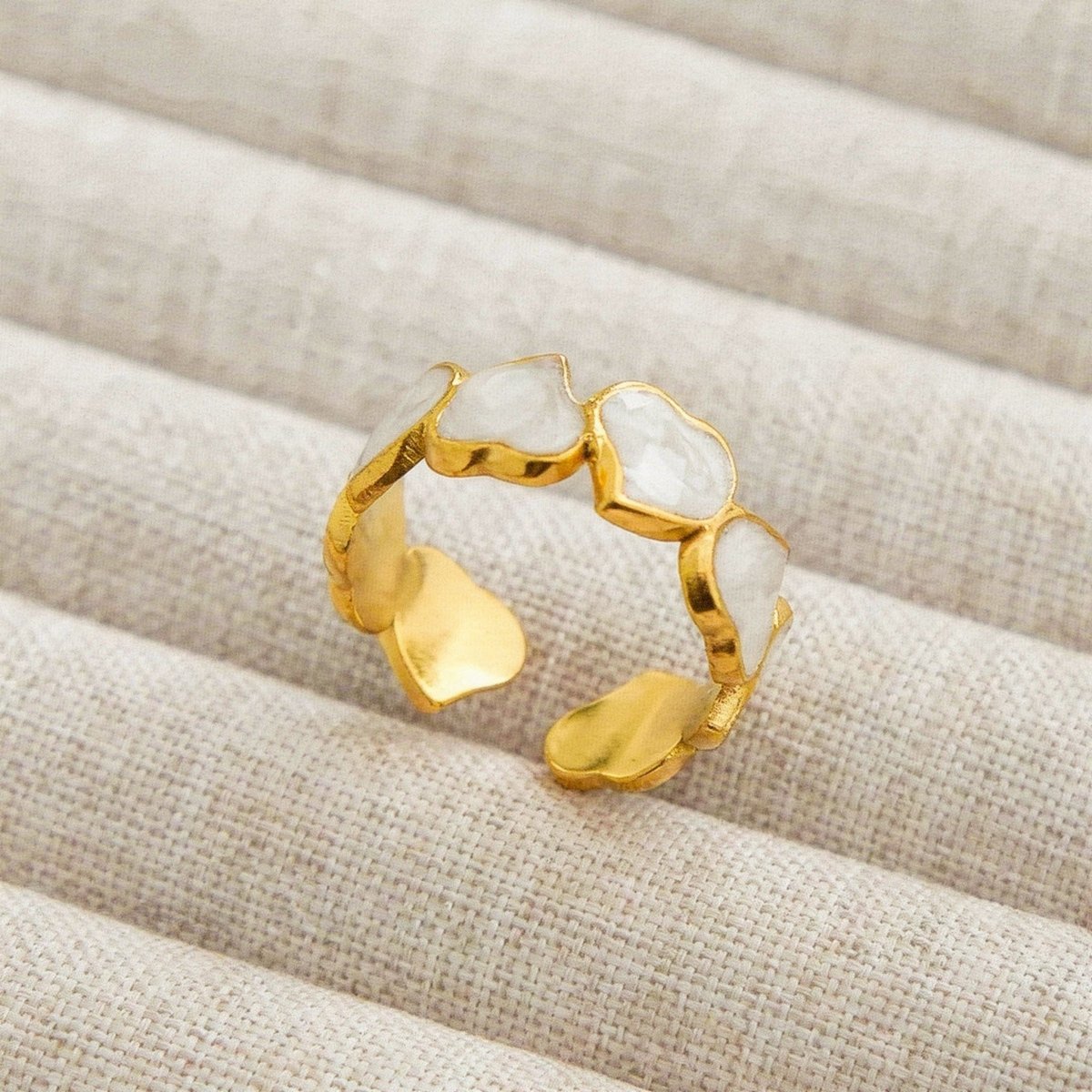 Modern Heart Shape Gold Plated Stainless Steel Open Ring - TIRAAYA