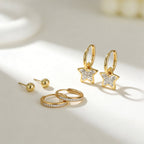 Elegant Pentagram Artificial Crystal Gold Plated Stainless Steel Earrings - TIRAAYA